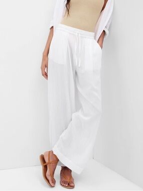 NWT GAP White Linen Wide Leg High-Waisted Pants XL